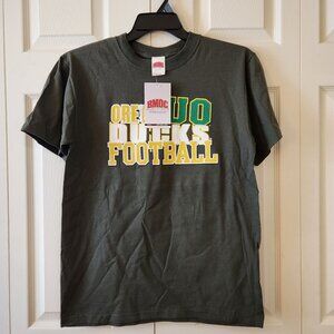 Oregon Ducks Football Graphic T-Shirt Medium BMOC 100% Cotton Green & Yellow